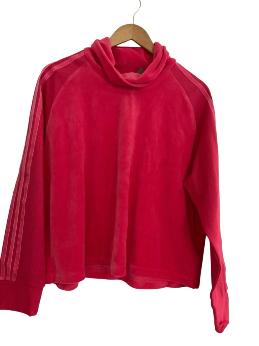 adidas turtleneck velvet fashion pink active top Sweaters Cropped Sz 2XL